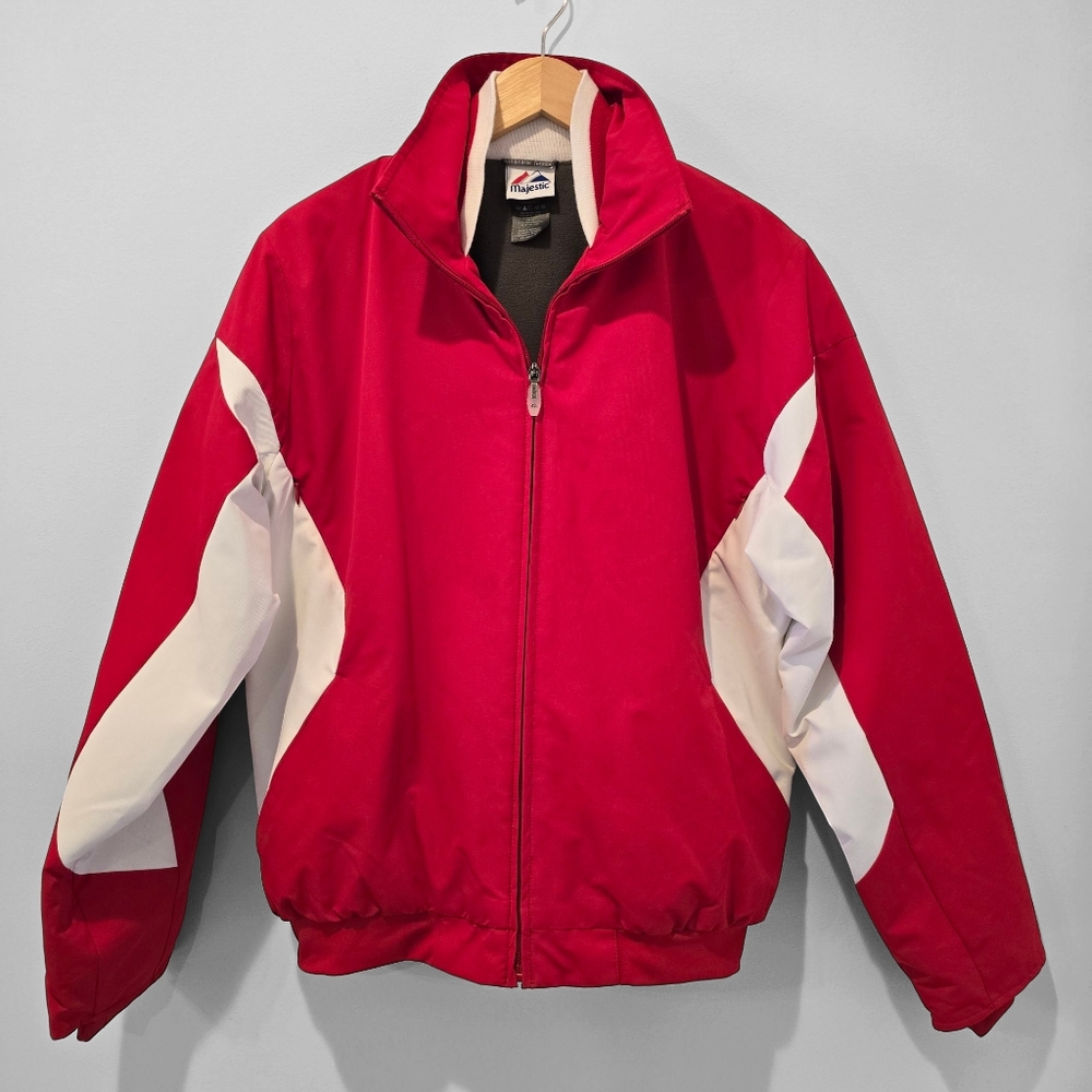 Majestic Therma Base Red & White Sports Baseball Dugout Jacket - Men's XS